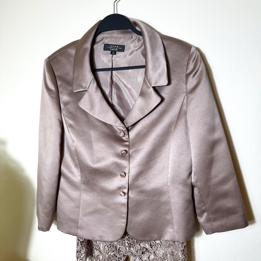 2 Piece Tahari Lux Taupe Skirt  Suit